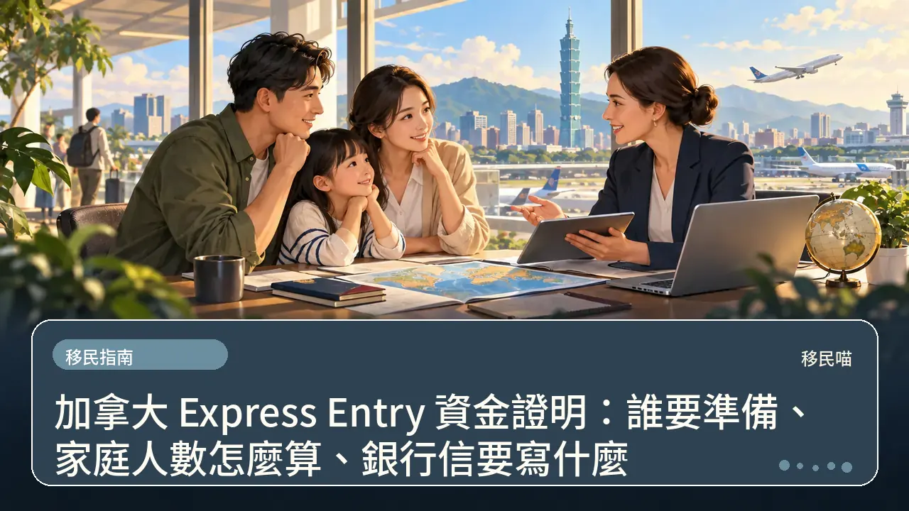 加拿大 Express Entry 資金證明:誰要準備、家庭人數怎麼算、銀行信要寫什麼主題插畫