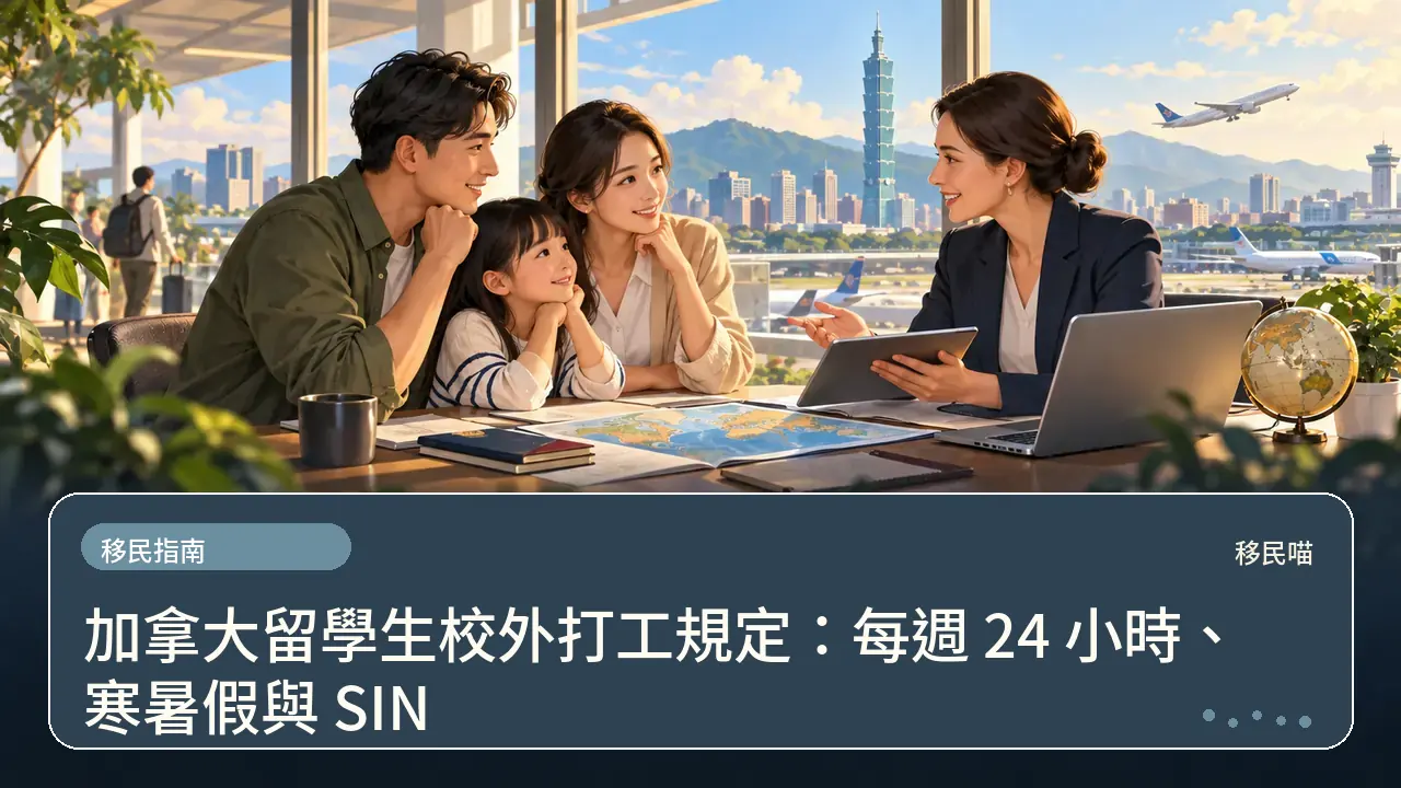 加拿大留學生校外打工規定：每週 24 小時、寒暑假與 SIN主題插畫
