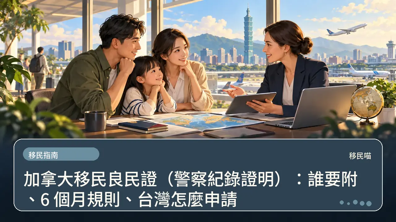 加拿大移民良民證（警察紀錄證明）：誰要附、6 個月規則、台灣怎麼申請主題插畫