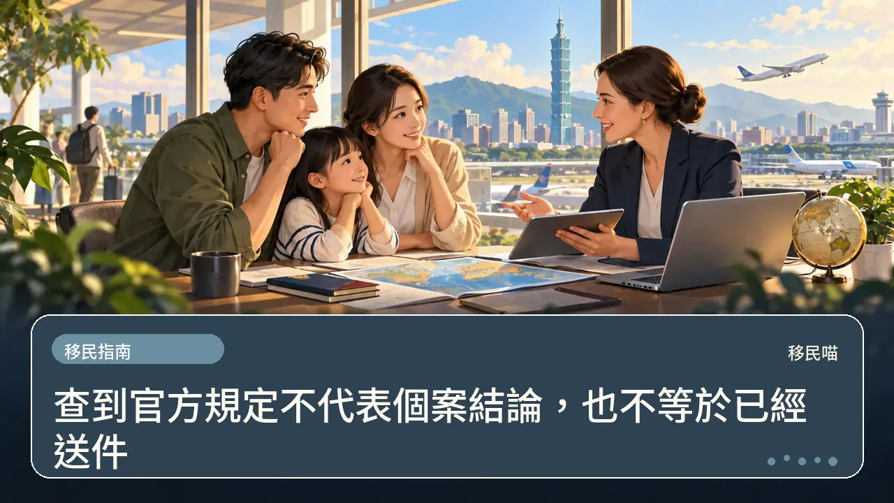 查到官方規定不代表個案結論，也不等於已經送件主題插畫