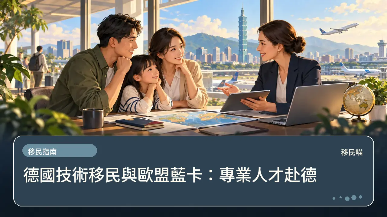 德國技術移民與歐盟藍卡：專業人才赴德主題插畫
