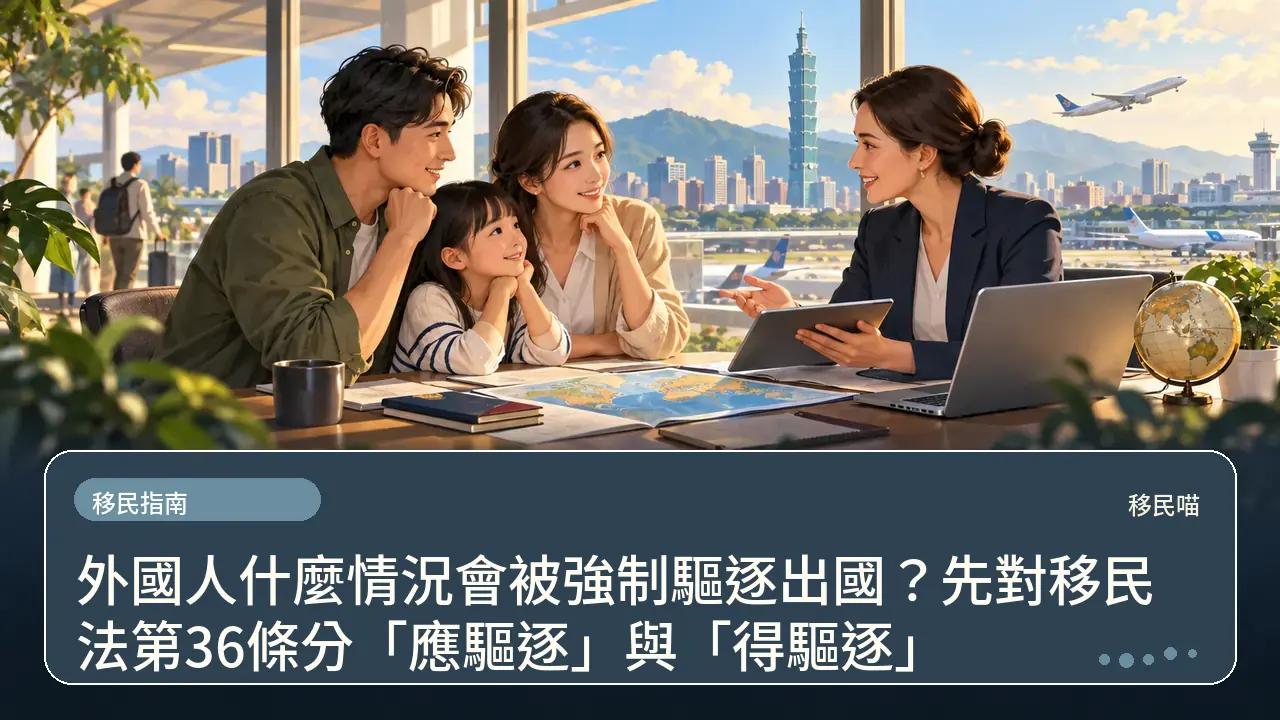 外國人什麼情況會被強制驅逐出國?先對移民法第36條分「應驅逐」與「得驅逐」主題插畫