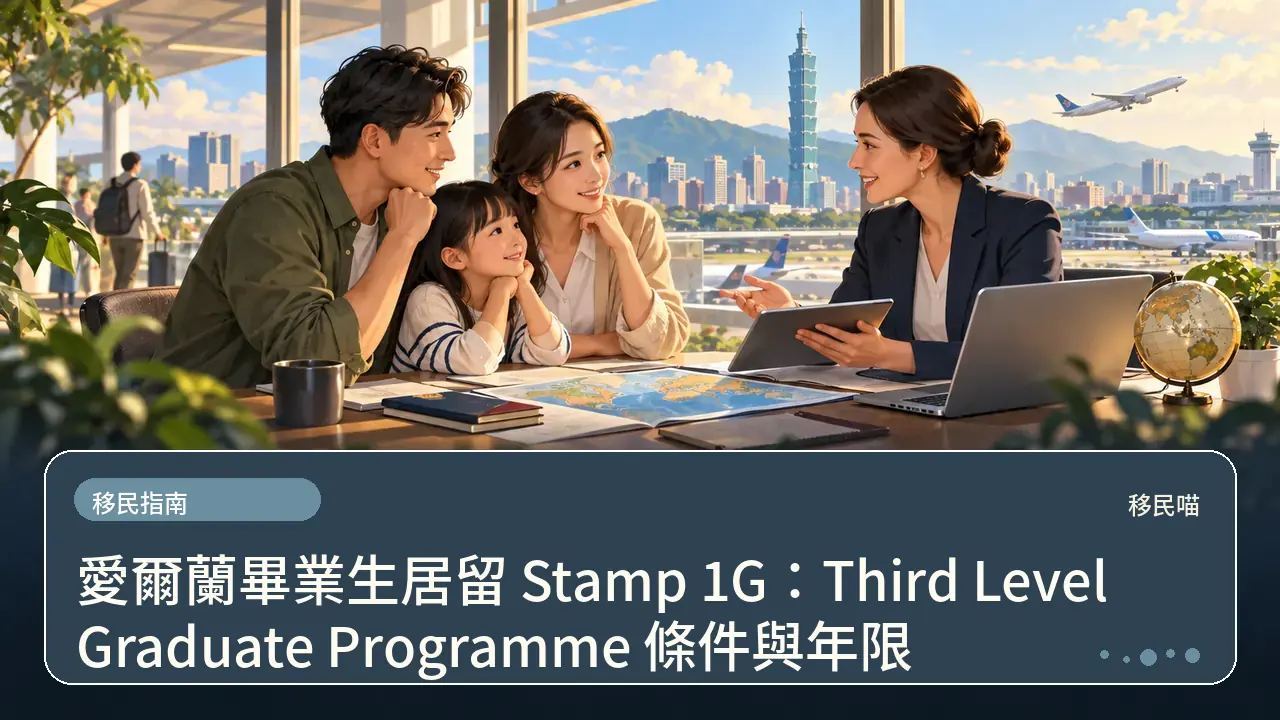愛爾蘭畢業生居留 Stamp 1G：Third Level Graduate Programme 條件與年限主題插畫