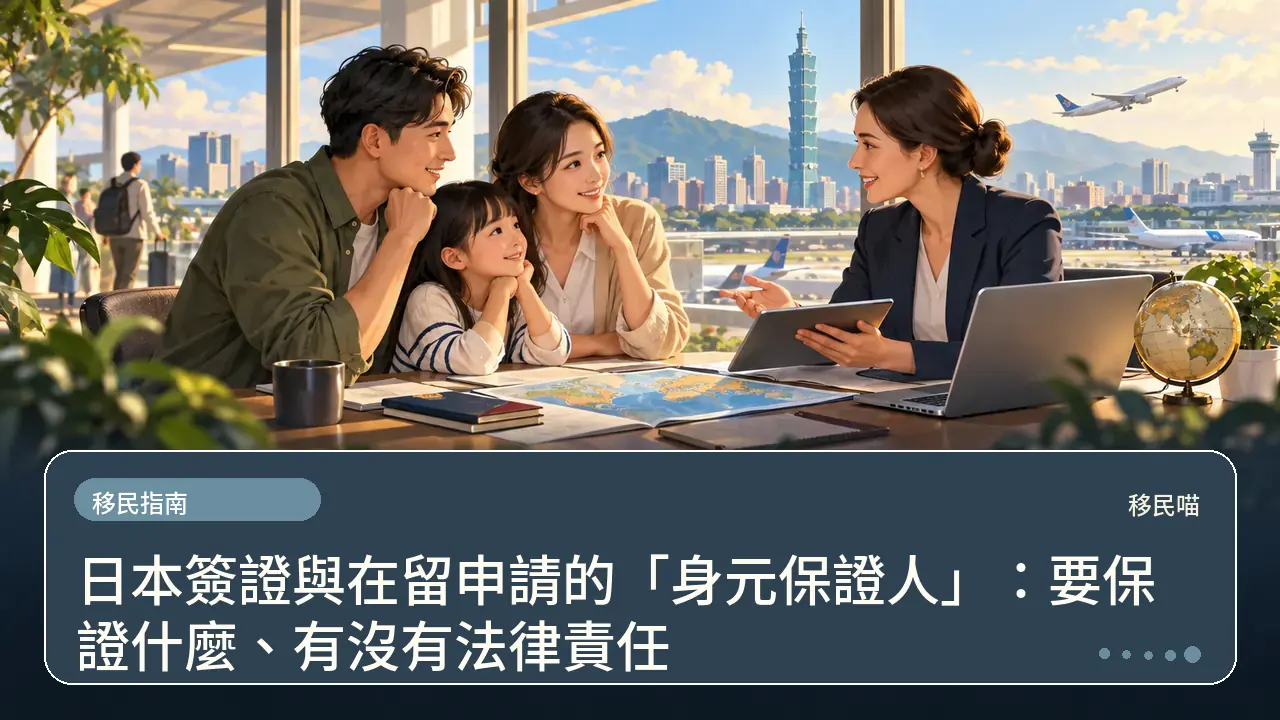 日本簽證與在留申請的「身元保證人」:要保證什麼、有沒有法律責任主題插畫