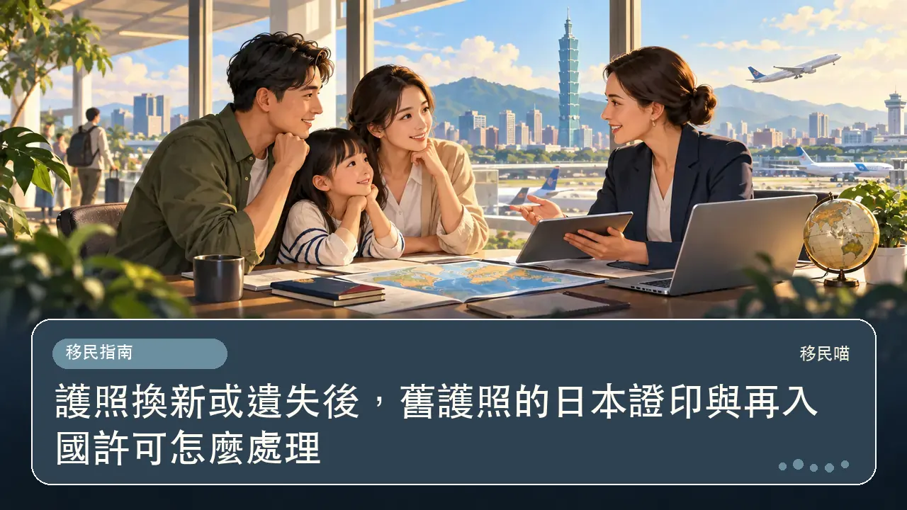 護照換新或遺失後，舊護照的日本證印與再入國許可怎麼處理主題插畫
