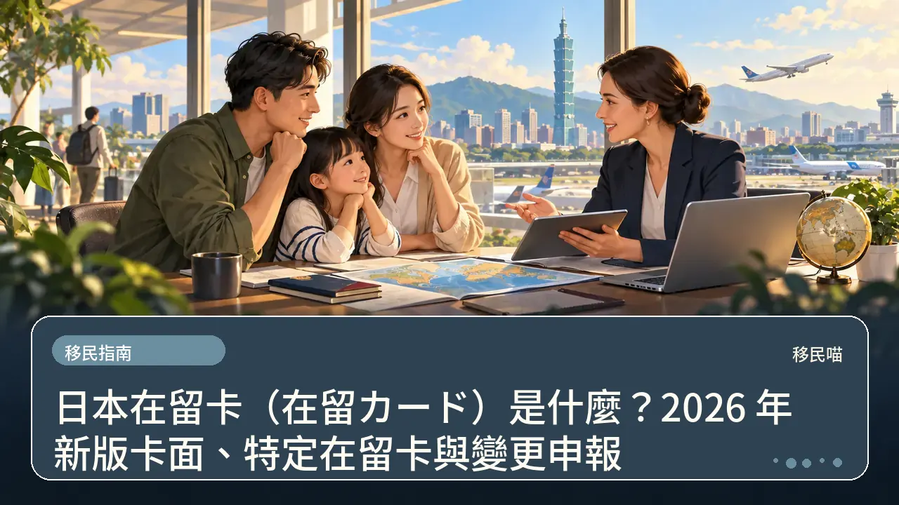 日本在留卡(在留カード)是什麼?2026 年新版卡面、特定在留卡與變更申報主題插畫