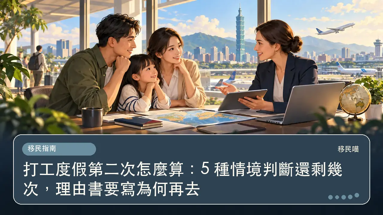 打工度假第二次怎麼算：5 種情境判斷還剩幾次，理由書要寫為何再去主題插畫