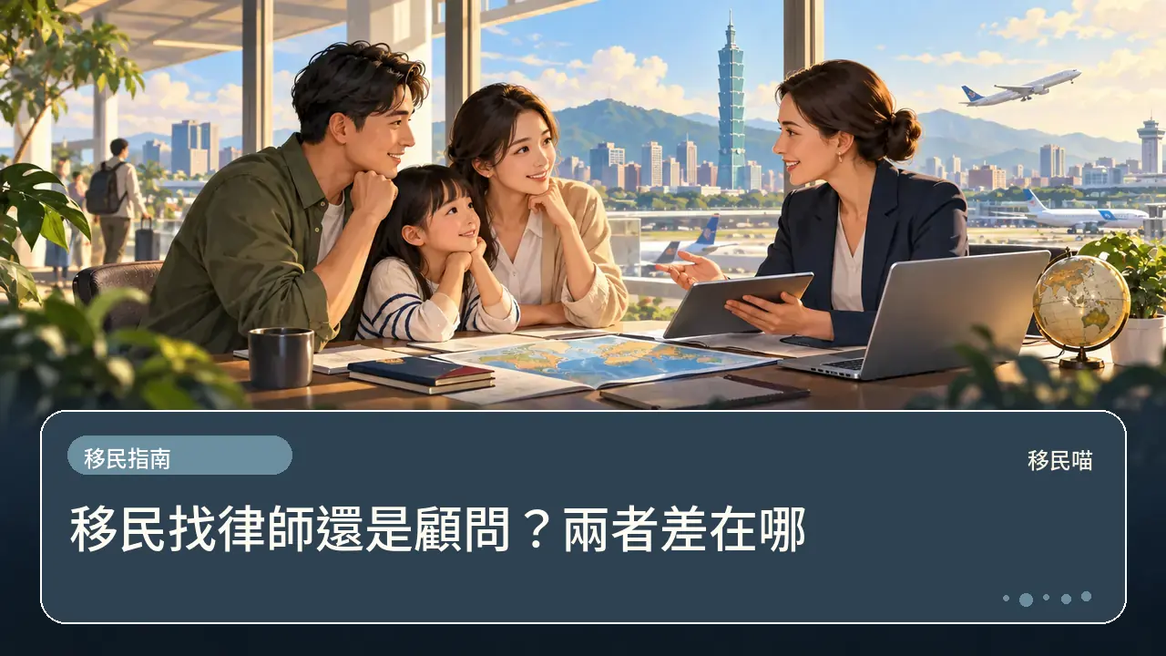 移民找律師還是顧問？兩者差在哪主題插畫