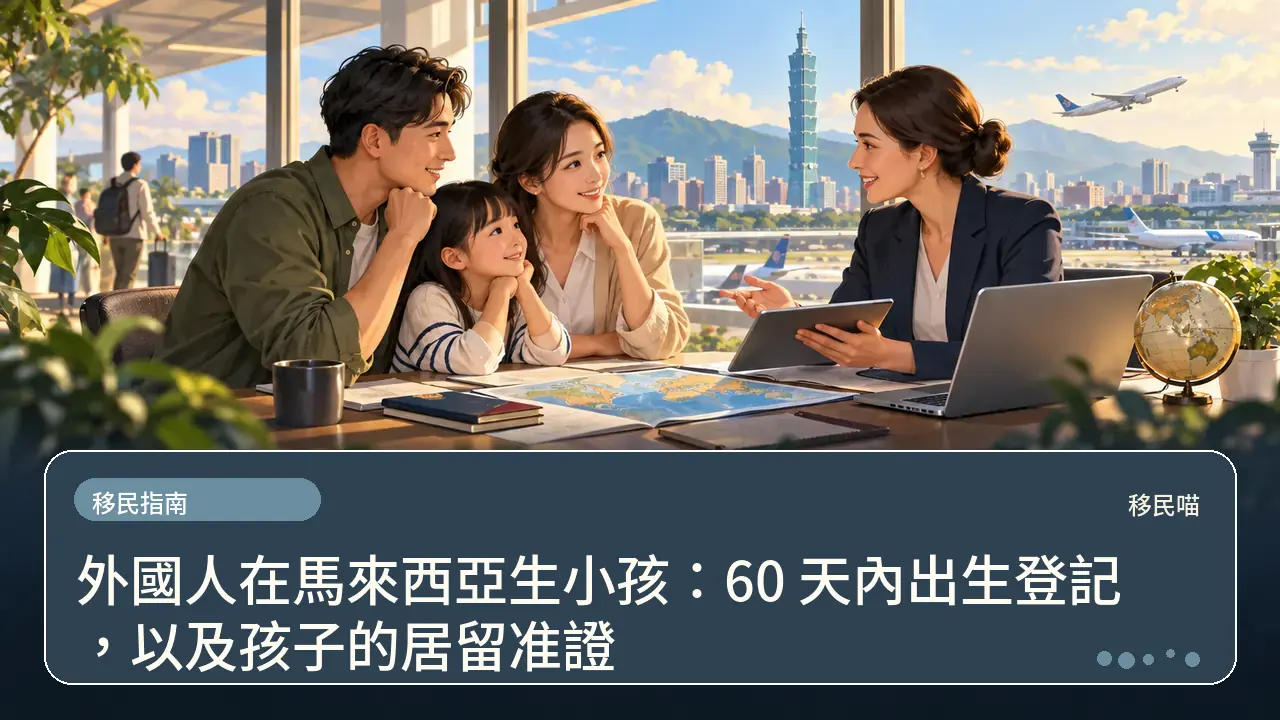外國人在馬來西亞生小孩:60 天內出生登記,以及孩子的居留准證主題插畫
