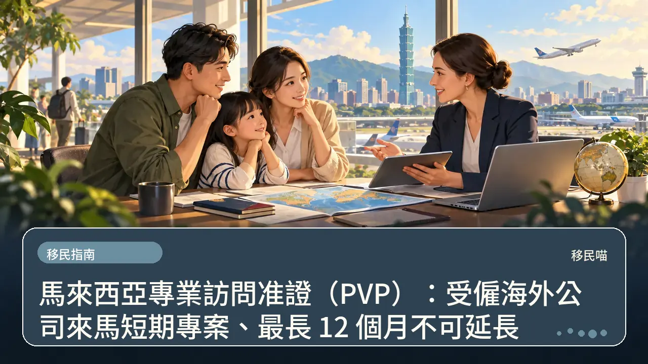 馬來西亞專業訪問准證(PVP):受僱海外公司來馬短期專案、最長 12 個月不可延長主題插畫
