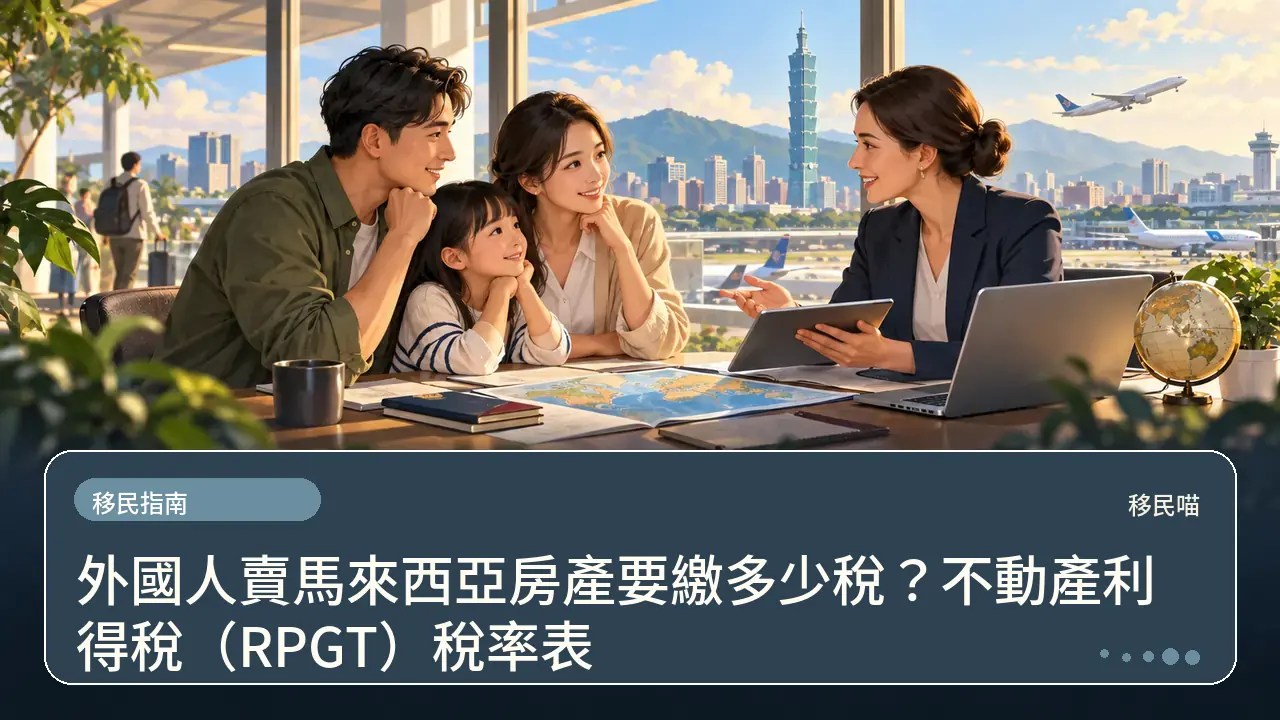外國人賣馬來西亞房產要繳多少稅？不動產利得稅（RPGT）稅率表主題插畫