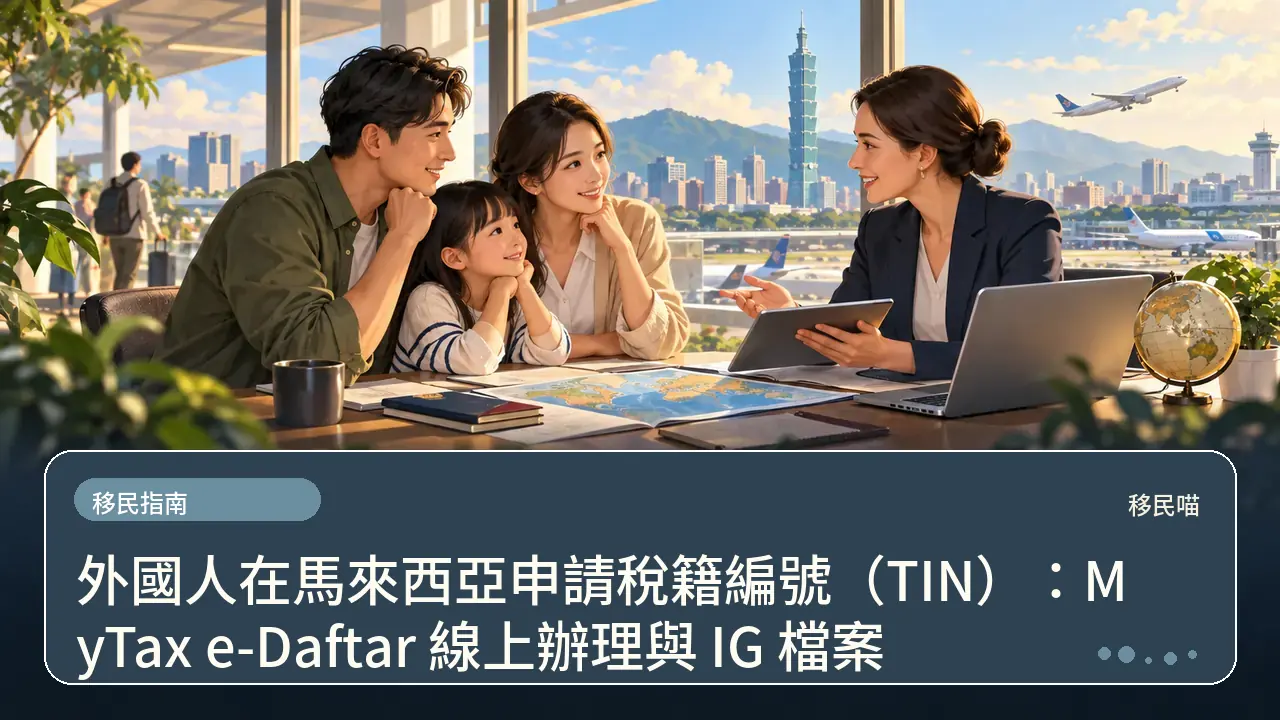 外國人在馬來西亞申請稅籍編號（TIN）：MyTax e-Daftar 線上辦理與 IG 檔案主題插畫