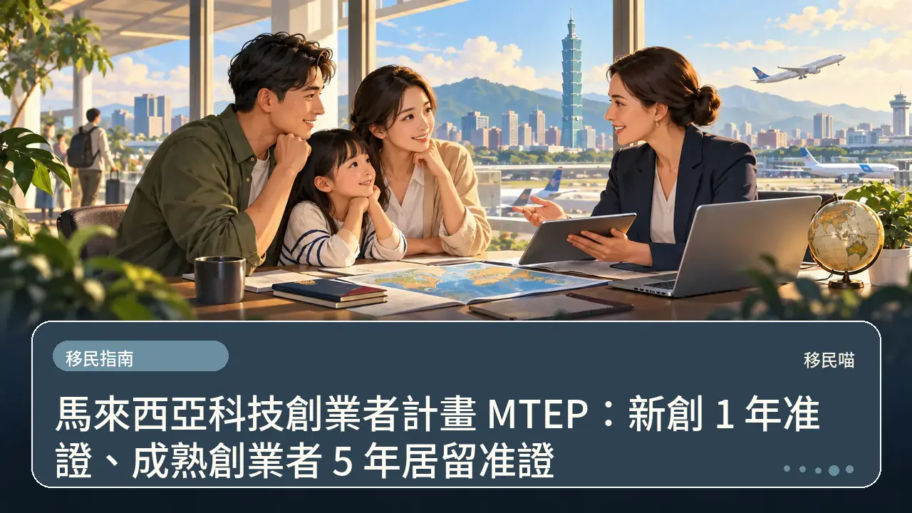 馬來西亞科技創業者計畫 MTEP：新創 1 年准證、成熟創業者 5 年居留准證主題插畫