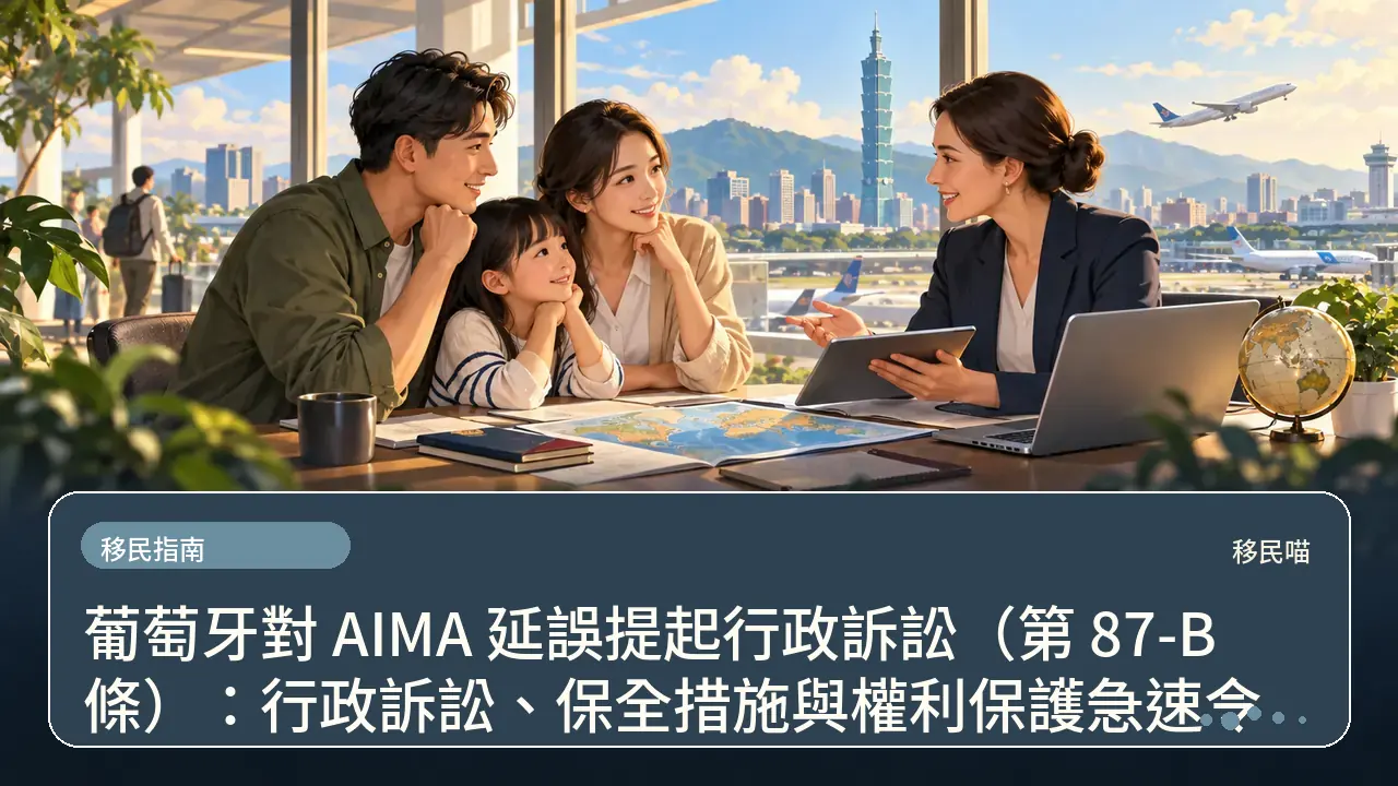 葡萄牙對 AIMA 延誤提起行政訴訟(第 87-B 條):行政訴訟、保全措施與權利保護急速令主題插畫