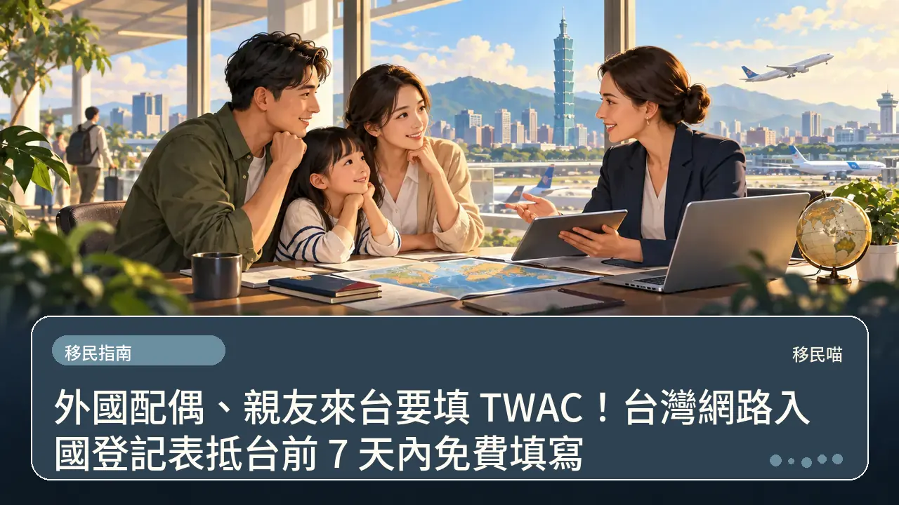 外國配偶、親友來台要填 TWAC!台灣網路入國登記表抵台前 7 天內免費填寫主題插畫
