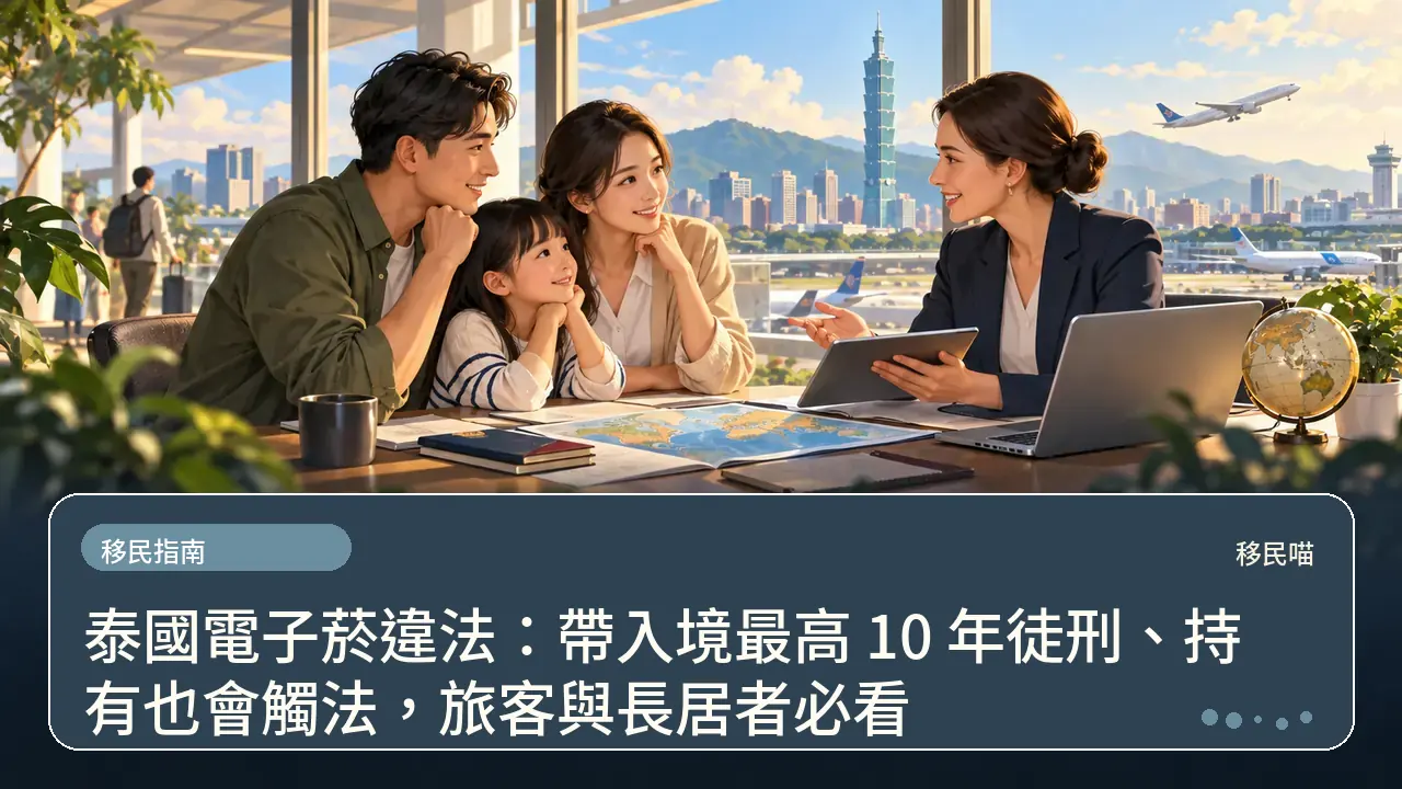 泰國電子菸違法：帶入境最高 10 年徒刑、持有也會觸法，旅客與長居者必看主題插畫