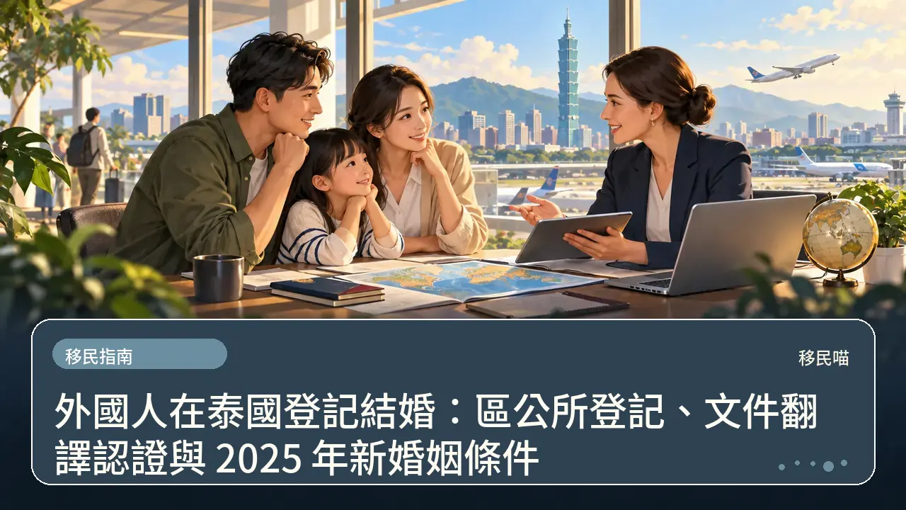 外國人在泰國登記結婚：區公所登記、文件翻譯認證與 2025 年新婚姻條件主題插畫