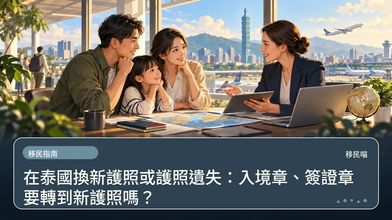 在泰國換新護照或護照遺失:入境章、簽證章要轉到新護照嗎?主題插畫