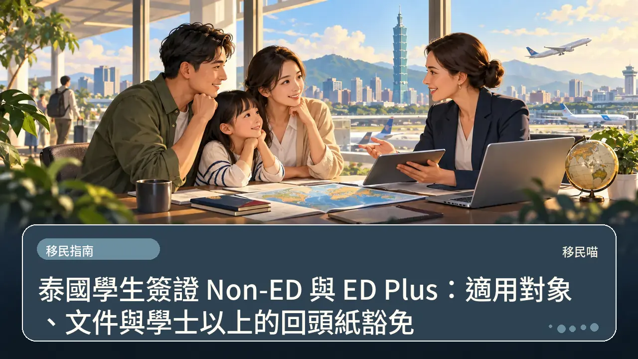 泰國學生簽證 Non-ED 與 ED Plus：適用對象、文件與學士以上的回頭紙豁免主題插畫