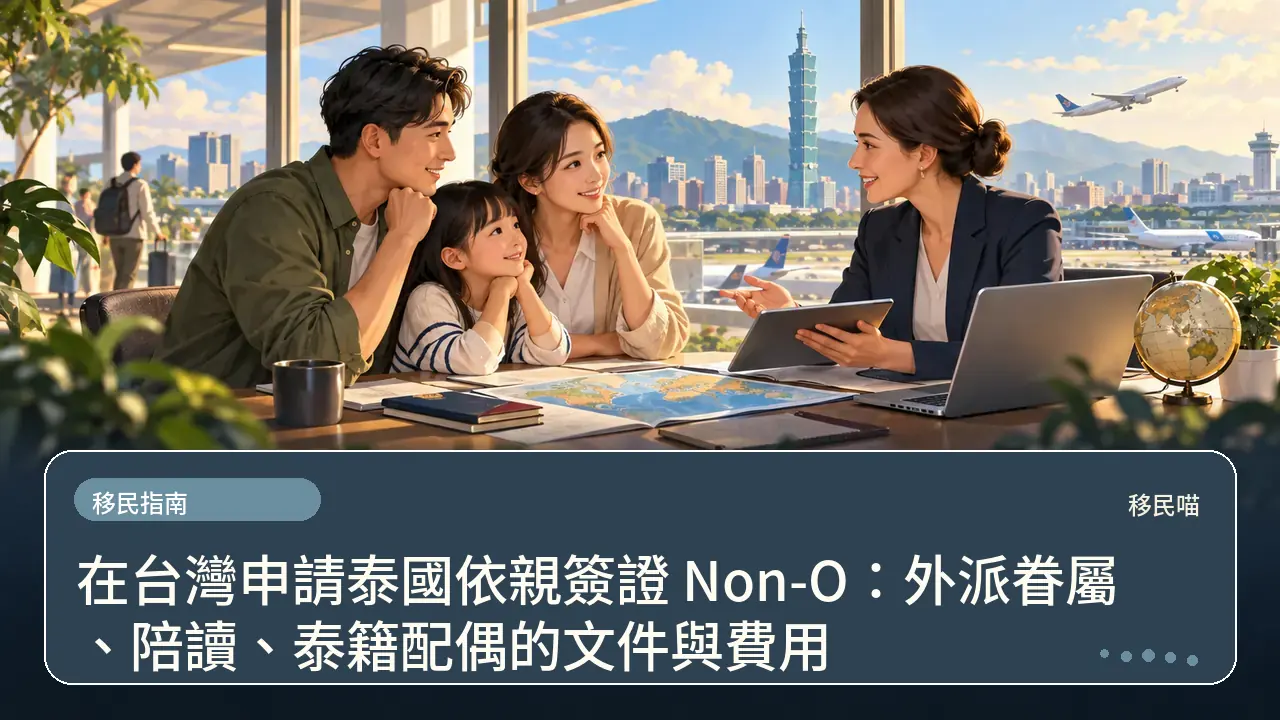 在台灣申請泰國依親簽證 Non-O：外派眷屬、陪讀、泰籍配偶的文件與費用主題插畫