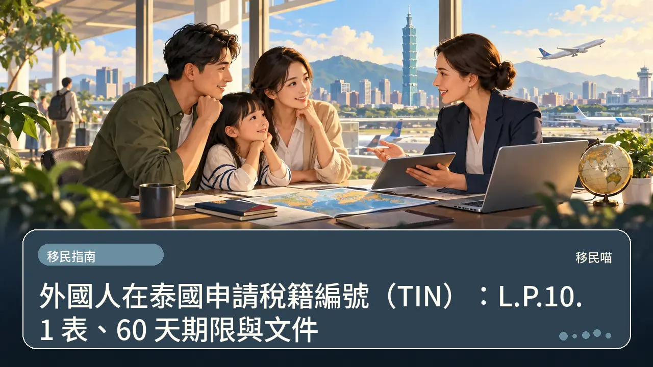 外國人在泰國申請稅籍編號（TIN）：L.P.10.1 表、60 天期限與文件主題插畫