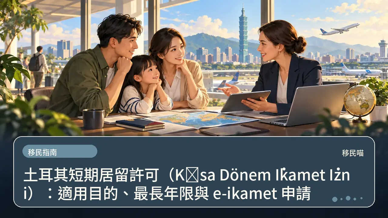 土耳其短期居留許可(Kısa Dönem İkamet İzni):適用目的、最長年限與 e-ikamet 申請主題插畫
