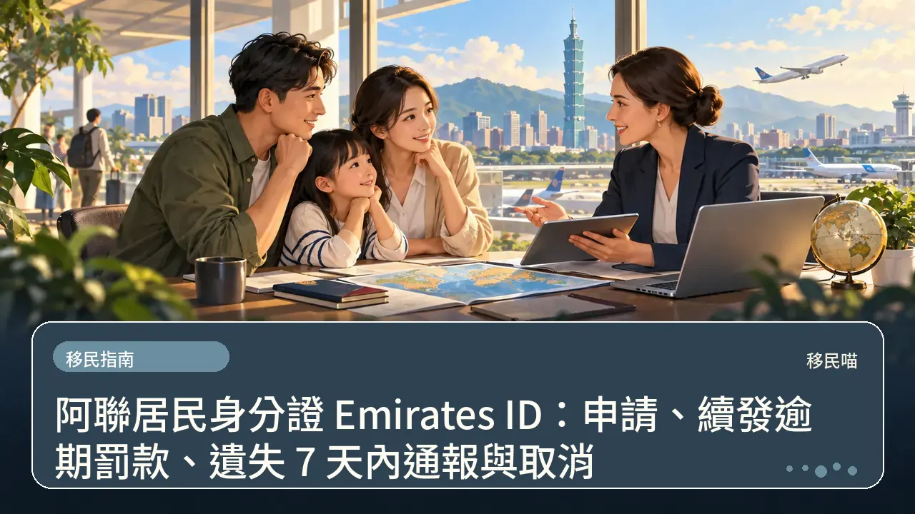 阿聯居民身分證 Emirates ID:申請、續發逾期罰款、遺失 7 天內通報與取消主題插畫