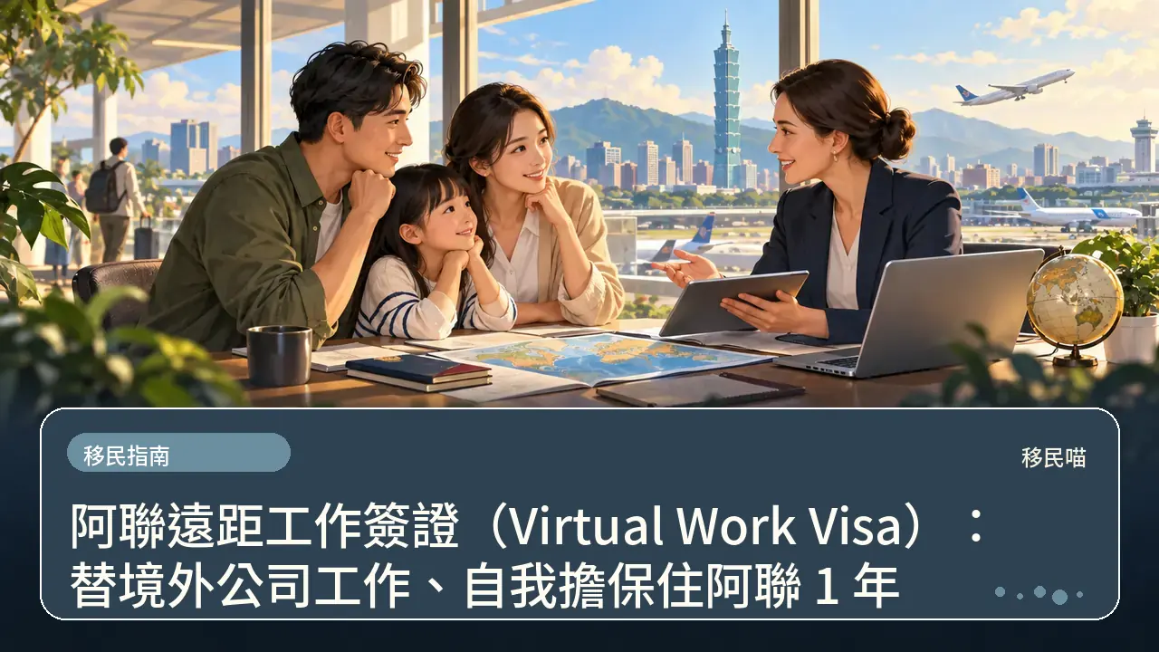 阿聯遠距工作簽證（Virtual Work Visa）：替境外公司工作、自我擔保住阿聯 1 年主題插畫