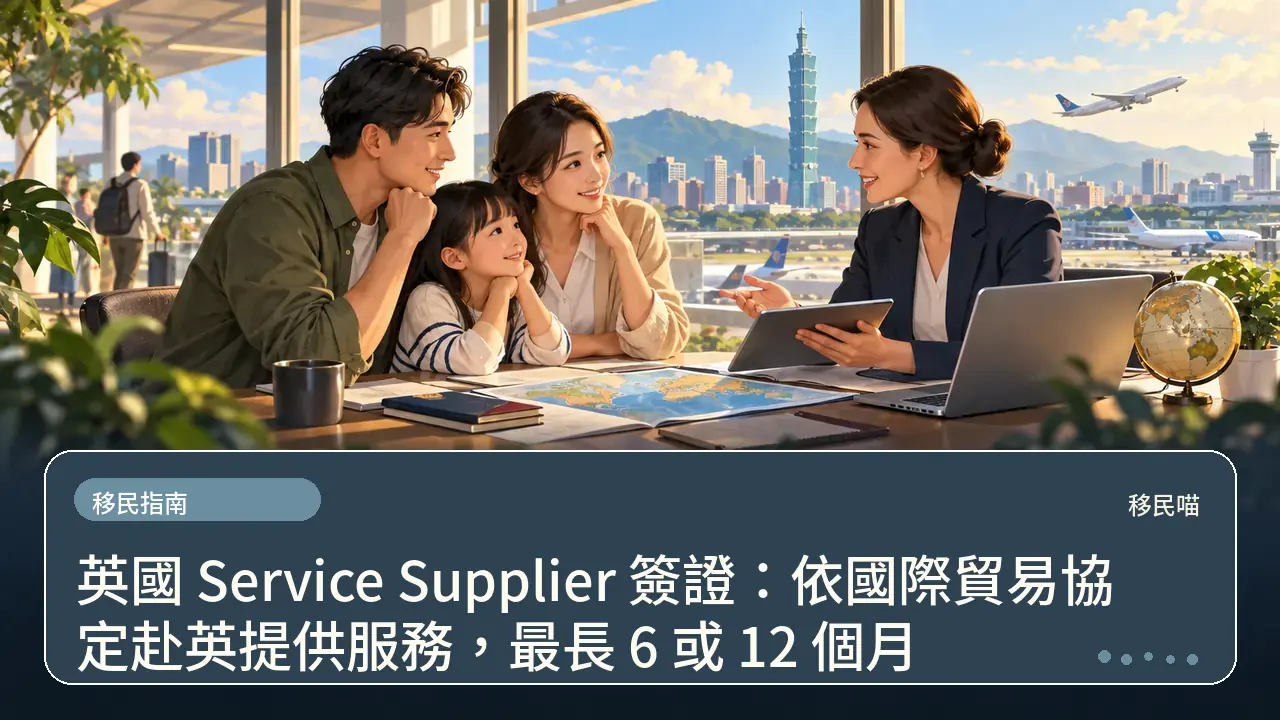 英國 Service Supplier 簽證:依國際貿易協定赴英提供服務,最長 6 或 12 個月主題插畫