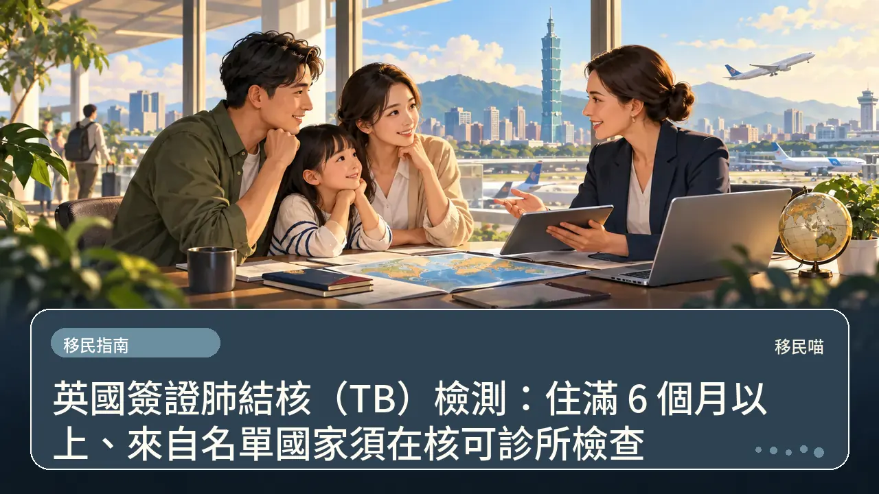 英國簽證肺結核（TB）檢測：住滿 6 個月以上、來自名單國家須在核可診所檢查主題插畫